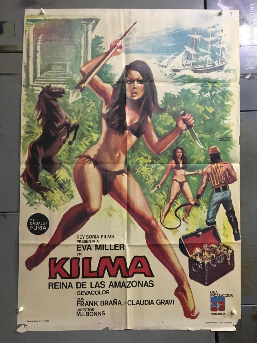 Cine: ODC C871 KILMA REINA DE LAS AMAZONAS EVA MILLER FRANK BRA&Ntilde;A POSTER ORIGINAL ESTRENO 70X100