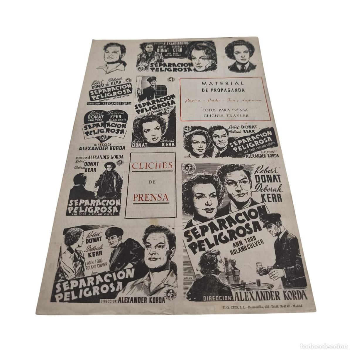 Cine: Separaci&oacute;n Peligrosa / Perfect Strangers (1945) - Gu&iacute;a de Prensa / Folleto de Cine Desplegable (Suev
