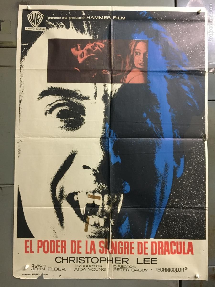 Cine: ODC C875 EL PODER DE LA SANGRE DE DRACULA HAMMER CHRISTOPHER LEE POSTER ORIGINAL 70X100 ESTRENO