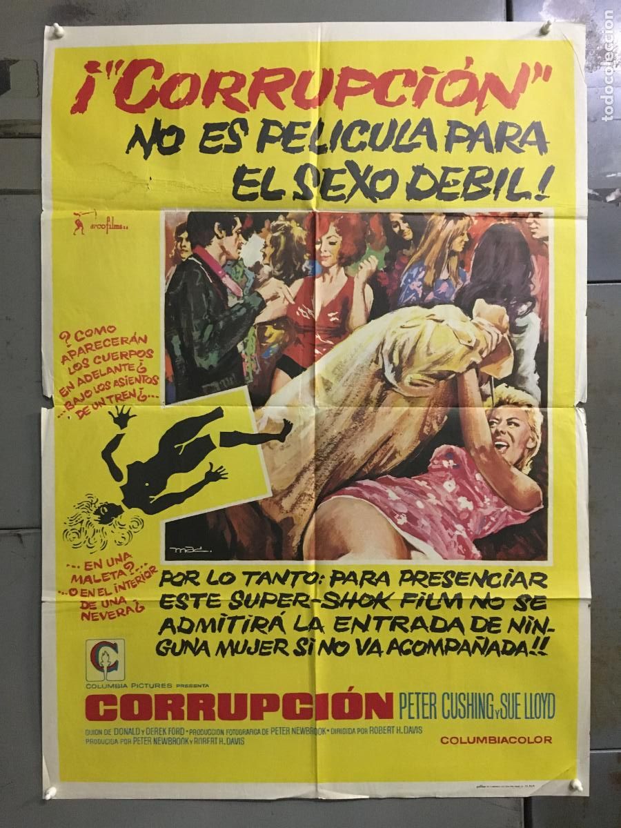 Cine: ODC C884 CORRUPCION PETER CUSHING SUE LLOYD MAC POSTER ORIGINAL ESTRENO 70X100