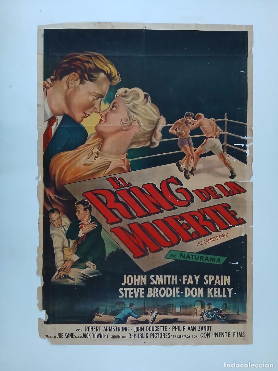 Cine: EL RING DE LA MUERTE (1957) cartel argentino 110x75 litografico BOXEO crooked circle noir