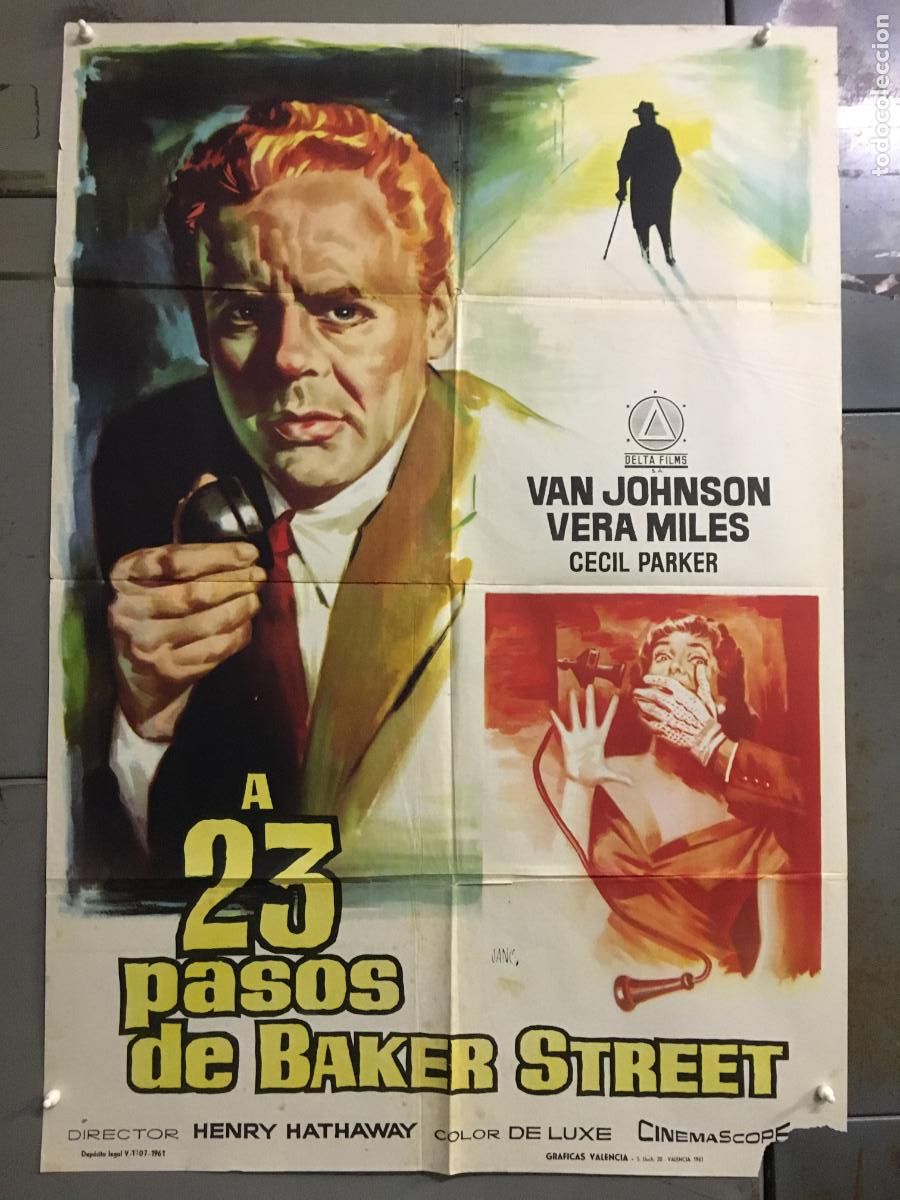 Cine: ODC C888 A 23 PASOS DE BAKER STREET HENRY HATHAWAY VAN JOHNSON JANO POSTER ORIGINAL 70X100 ESTRENO