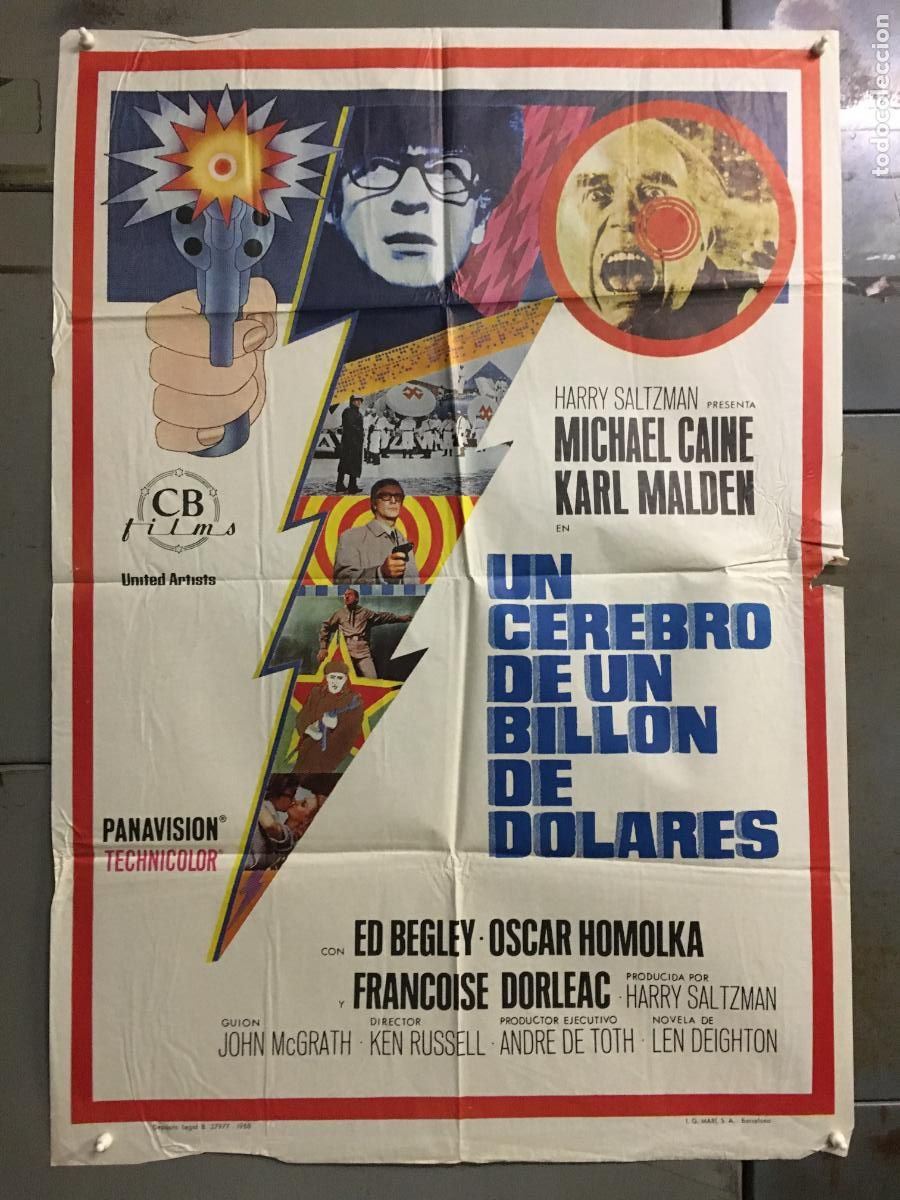Cine: ODC C895 UN CEREBRO DE UN BILLON DE DOLARES MICHAEL CAINE POSTER ORIGINAL 70X100 ESTRENO