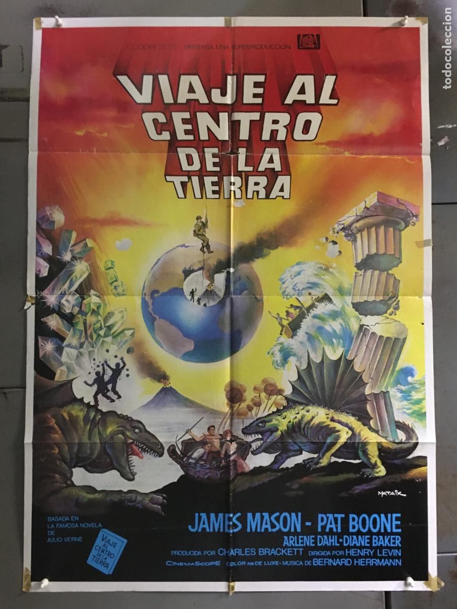 Cinema: ODC C901 VIAJE AL CENTRO DE LA TIERRA JAMES MASON JULIO VERNE MATAIX POSTER ORIG 70X100 ESPA&Ntilde;OL R-80