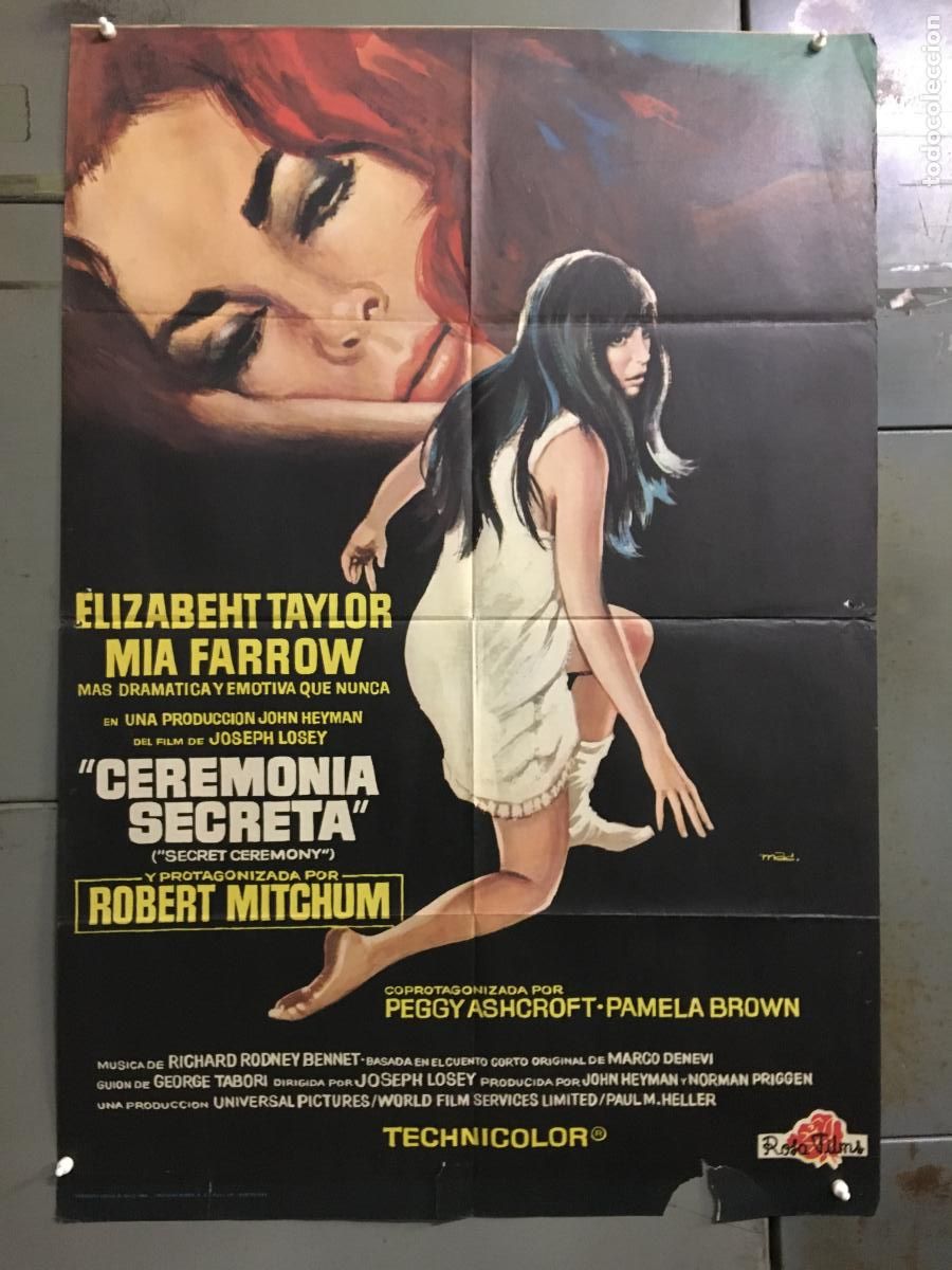 Cine: ODC C904 CEREMONIA SECRETA ELIZABETH TAYLOR MIA FARROW MAC POSTER ORIGINAL 70X100 ESTRENO