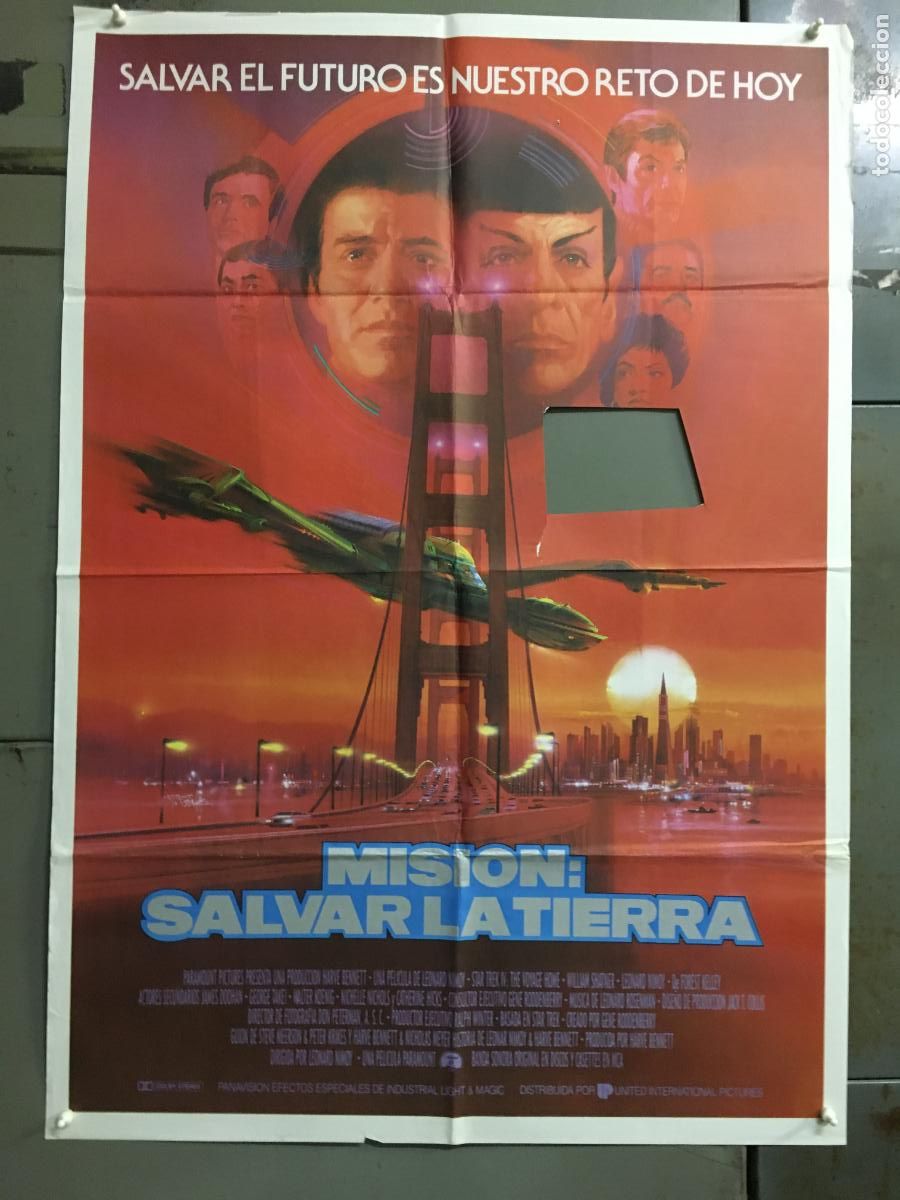 Cinema: ODC C905 STAR TREK 4 MISION SALVAR LA TIERRA SHATNER NIMOY BOB PEAK POSTER 70X100 ORIG ESTRENO