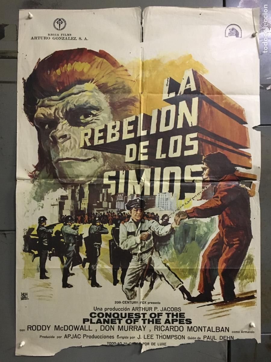 Cinema: ODC C907 LA REBELION DE LOS SIMIOS Conquest planet of the apes MONTALBAN POSTER ORIG ESTRENO 70X100