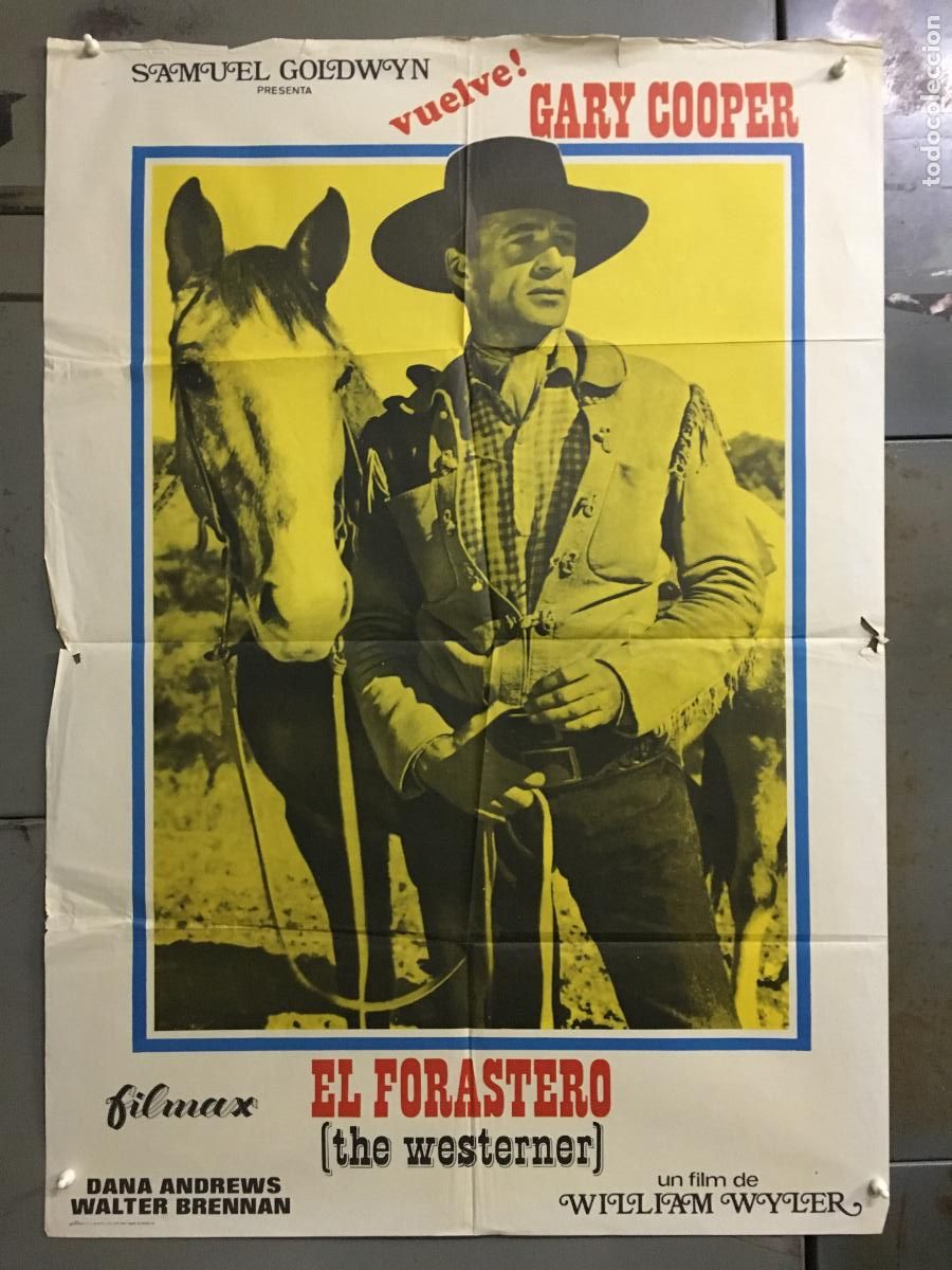 Cine: ODC C919 EL FORASTERO GARY COOPER WILLIAM WYLER WALTER BRENNAN POSTER ORIGINAL 70X100 ESPA&Ntilde;OL R-74