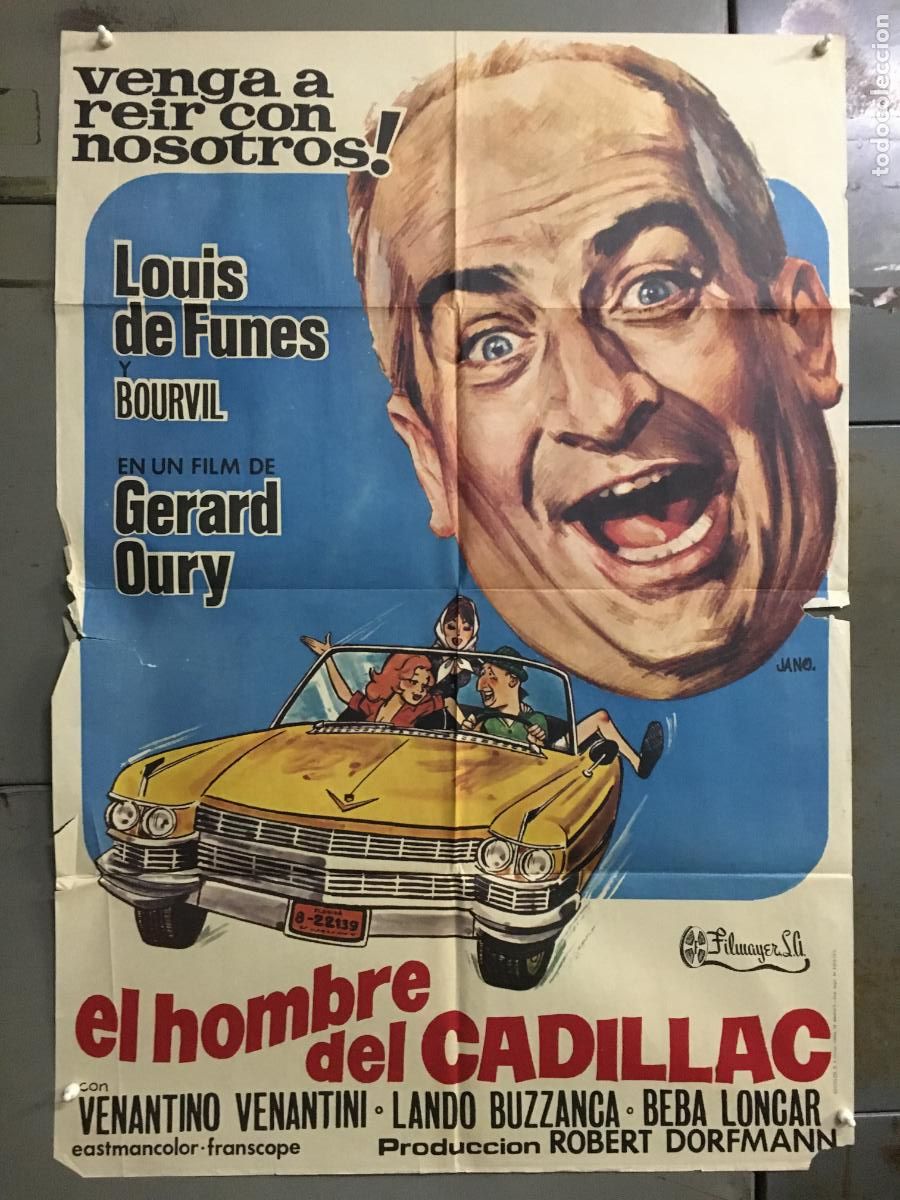 Cine: ODC C922 EL HOMBRE DEL CADILLAC LOUIS DE FUNES BOURVIL JANO POSTER ORIGINAL ESPA&Ntilde;OL 70X100 R-75