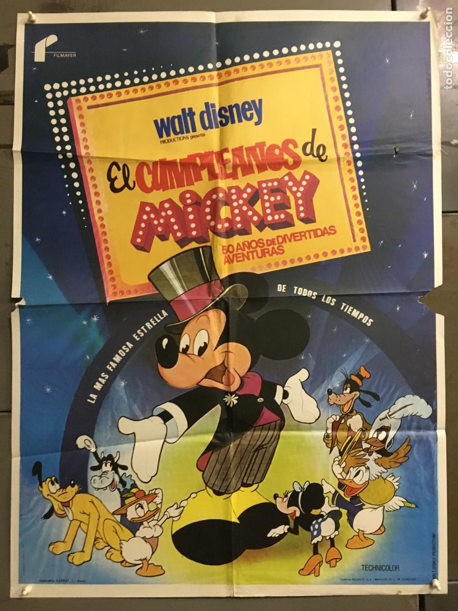 Cine: ODC C923 EL CUMPLEA&Ntilde;OS DE MICKEY MOUSE WALT DISNEY POSTER ORIGINAL 70X100 ESTRENO