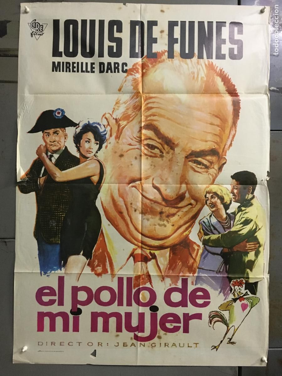 Cine: ODC C927 EL POLLO DE MI MUJER LOUIS DE FUNES ALBERICIO POSTER ORIGINAL 70X100 ESTRENO