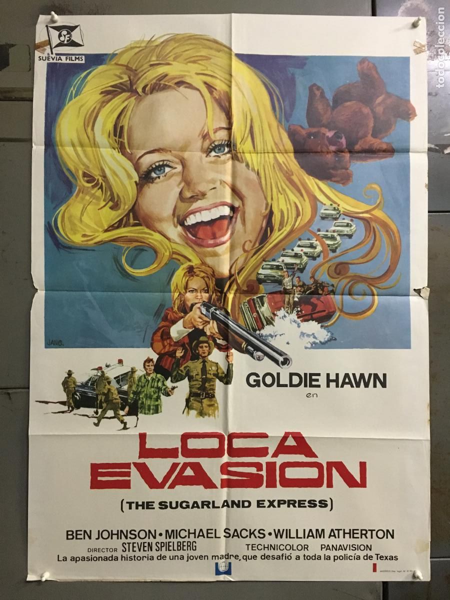 Cine: ODC C931 LOCA EVASION STEVEN SPIELBERG GOLDIE HAWN JANO POSTER ORIGINAL 70X100 ESTRENO