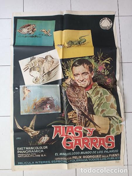 Cine: VKD 2662 ALAS Y GARRAS FELIX RODRIGUEZ DE LA FUENTE JANO POSTER ORIGINAL 70X100 ESTRENO