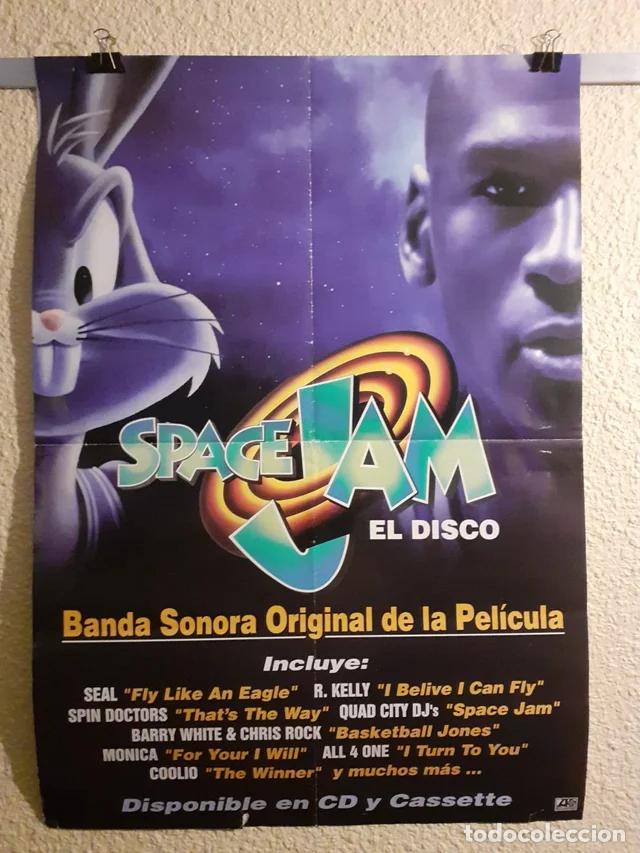 Cine: Cartel Promocional Original de Disquer&iacute;a: Space Jam El Disco (1996) - Michael Jordan & Bugs Bunny