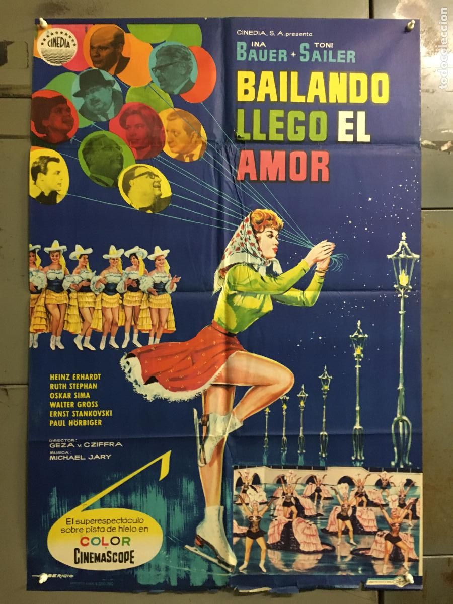 Cine: ODC C941 BAILANDO LLEGO EL AMOR INA BAUER TONI SAILER PATINAJE POSTER ORIGINAL 70X100 ESTRENO