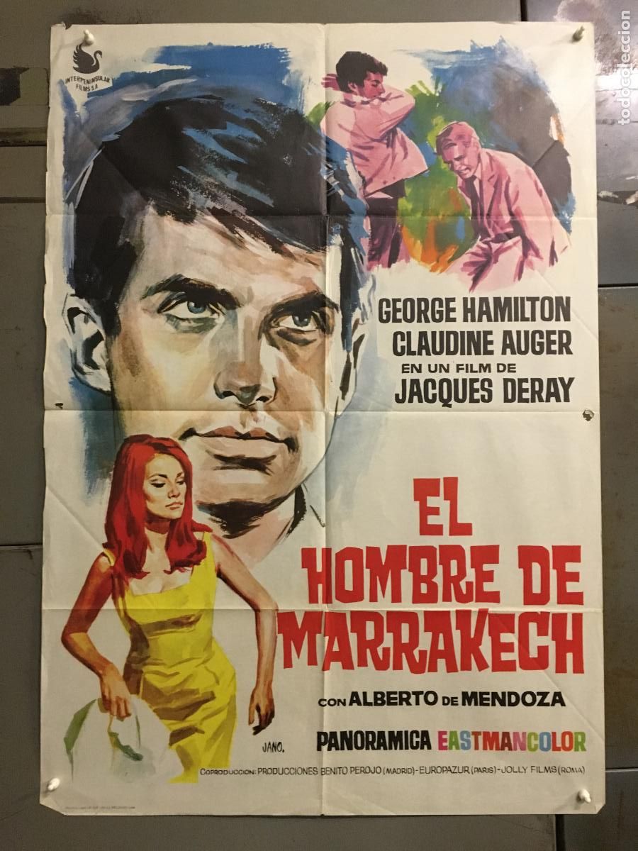 Cine: ODC C942 EL HOMBRE DE MARRAKECH GEORGE HAMILTON CLAUDINE AUGER POSTER ORIGINAL 70X100 ESTRENO