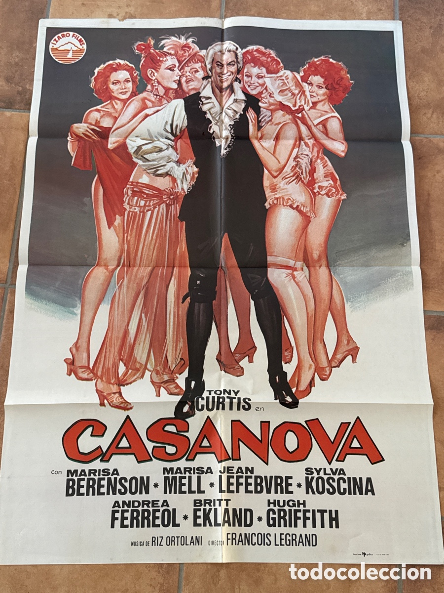 Cine: CASANOVA TONY CURTIS MARISA MELL BERENSON SYLVA KOSCINA POSTER ORIGINAL 70X100 ESTRENO