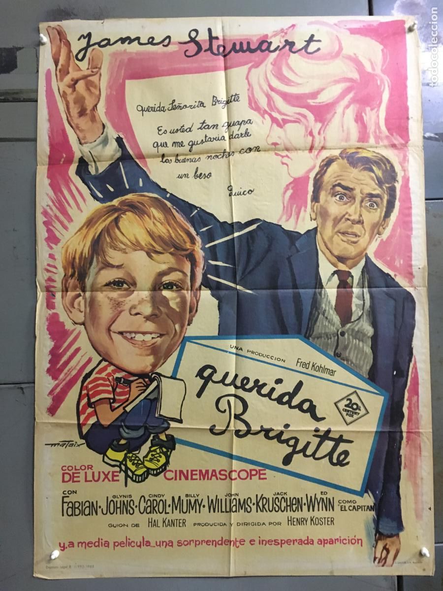 Cine: ODC C953 QUERIDA BRIGITTE BARDOT JAMES STEWART POSTER ORIGINAL 70X100 ESTRENO