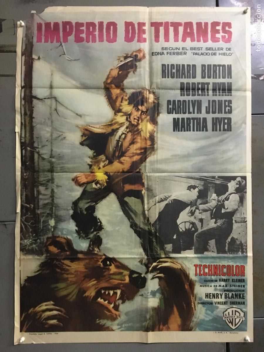 Cine: ODC C957 IMPERIO DE TITANES RICHARD BURTON ROBERT RYAN POSTER ORIGINAL 70X100 ESTRENO