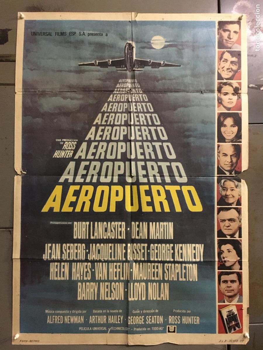 Cine: ODC C958 AEROPUERTO DEAN MARTIN BURT LANCASTER POSTER ORIGINAL 70X100 ESTRENO