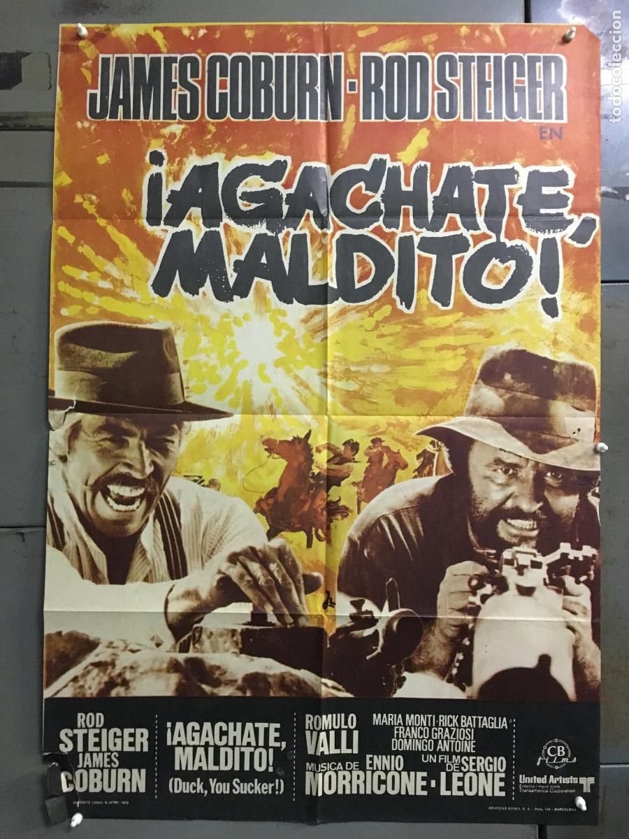 Cine: ODC C964 AGACHATE MALDITO SERGIO LEONE JAMES COBURN POSTER ORIGINAL 70X100 ESTRENO