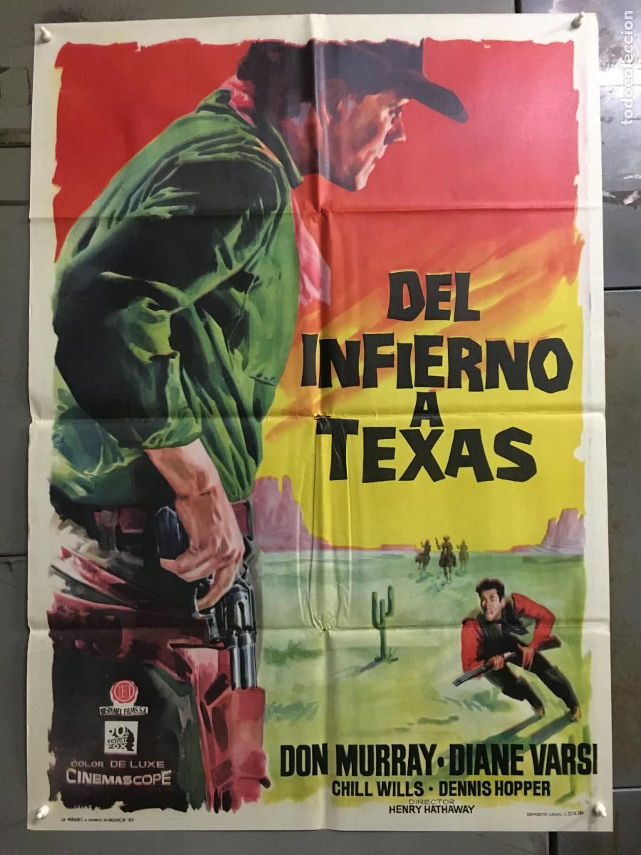 Cine: ODC C966 DEL INFIERNO A TEXAS DON MURRAY POSTER ORIGINAL 70X100 ESTRENO