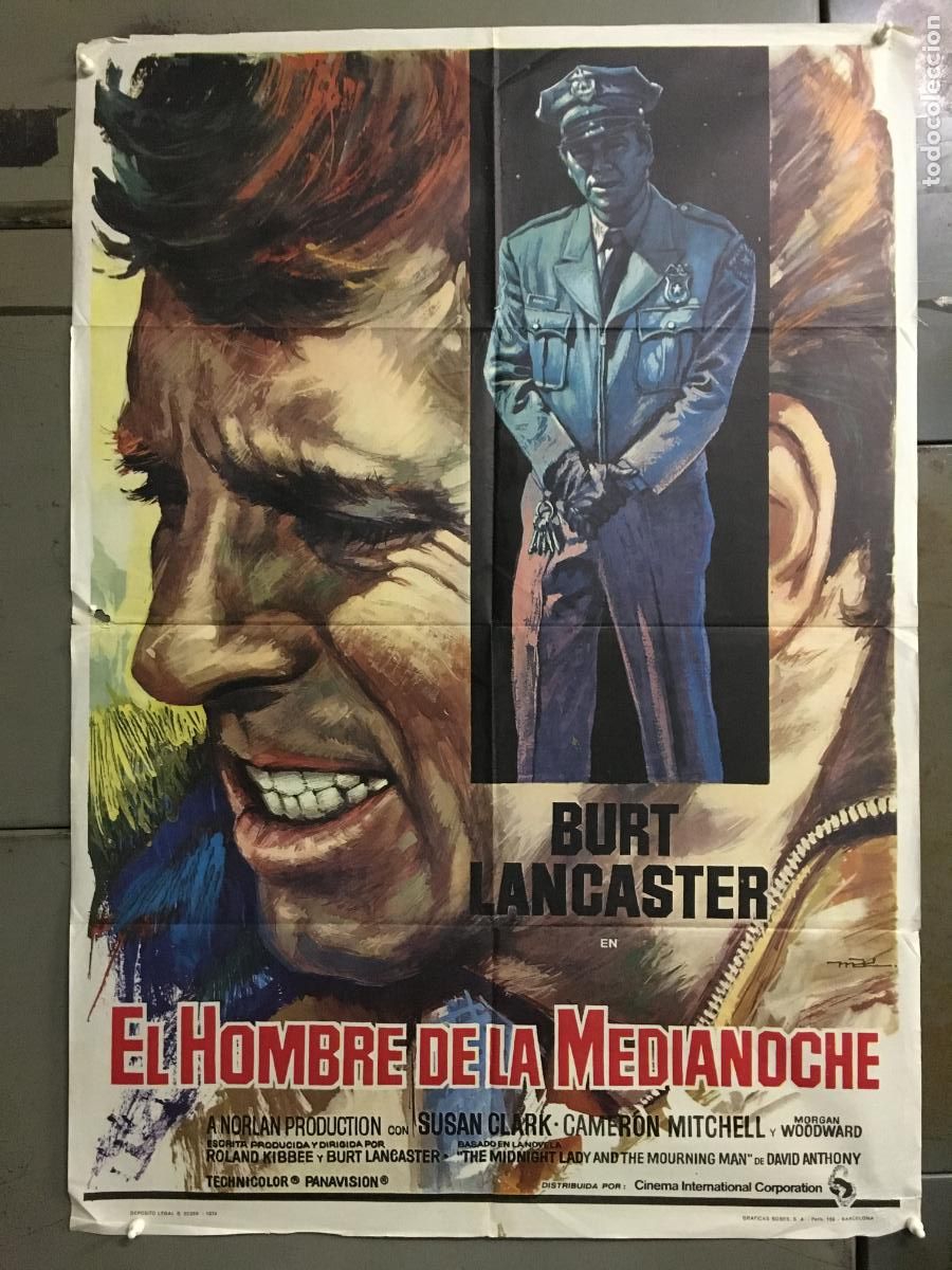 Cine: ODC C968 EL HOMBRE DE LA MEDIANOCHE BURT LANCASTER MAC POSTER ORIGINAL 70X100 ESTRENO