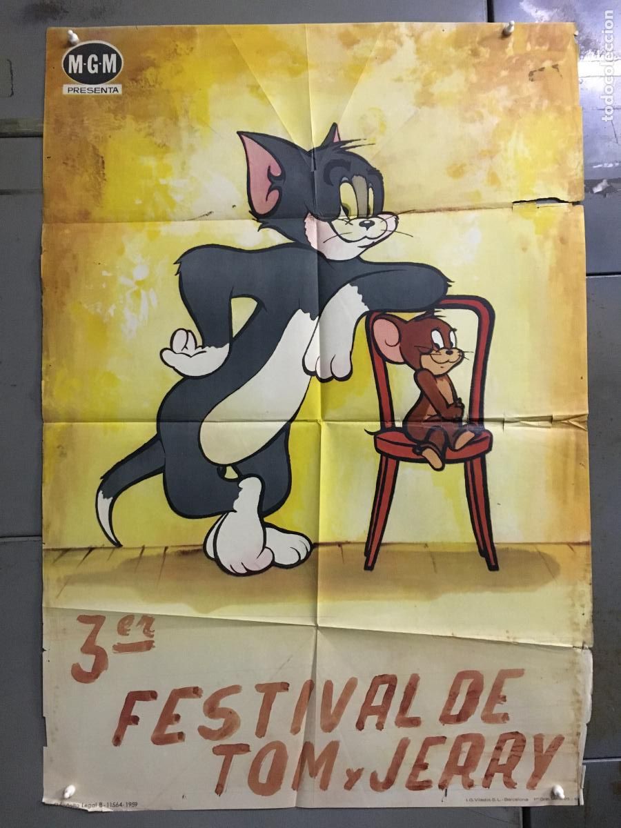 Cine: ODC C977 TOM Y JERRY ANIMACION MGM POSTER ORIGINAL 70X100 ESTRENO