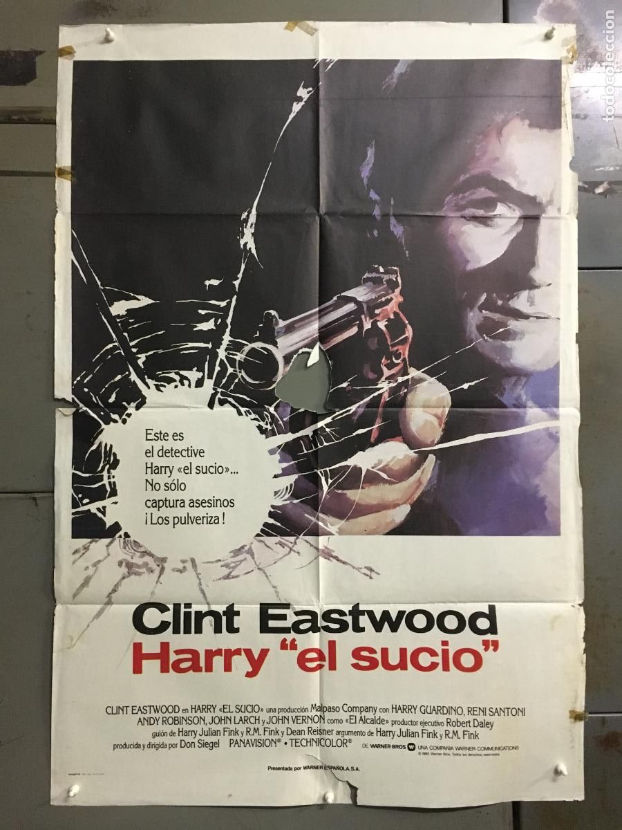 Cine: ODC C978 HARRY EL SUCIO DIRTY HARRY CLINT EASTWOOD DON SIEGEL POSTER ORIGINAL 70X100 ESPA&Ntilde;OL R-84