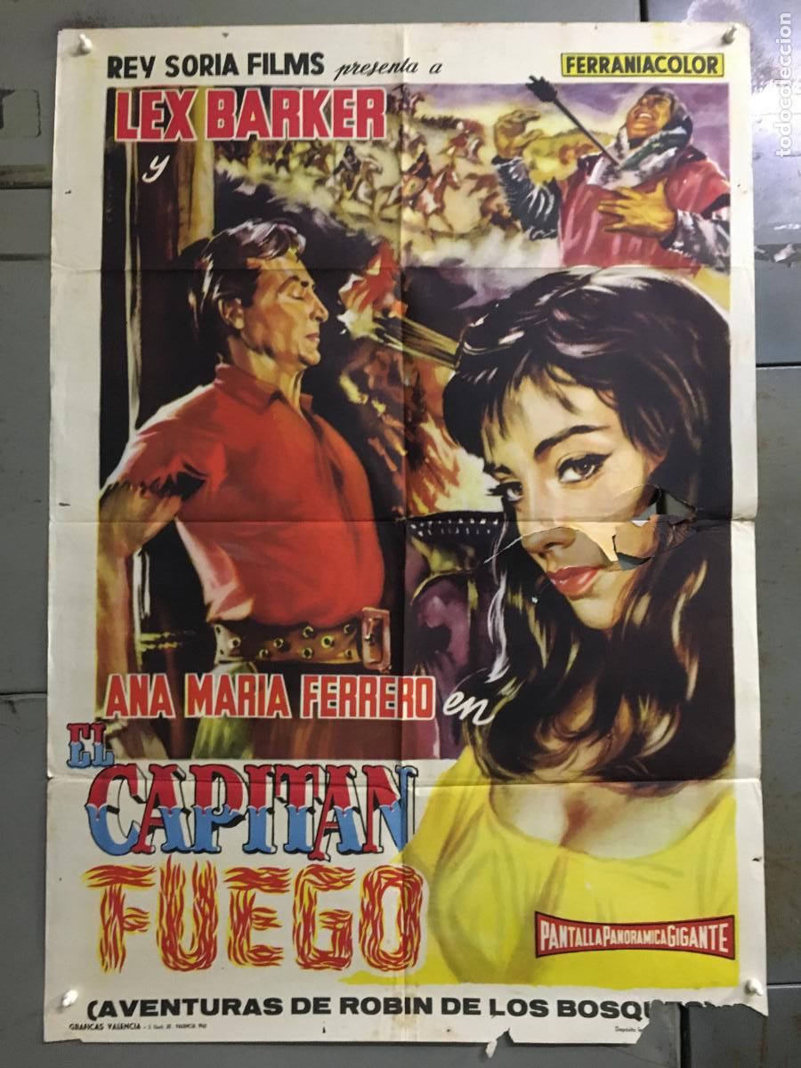 Cine: ODC C979 EL CAPITAN FUEGO LEX BARKER POSTER ORIGINAL 70X100 ESTRENO B
