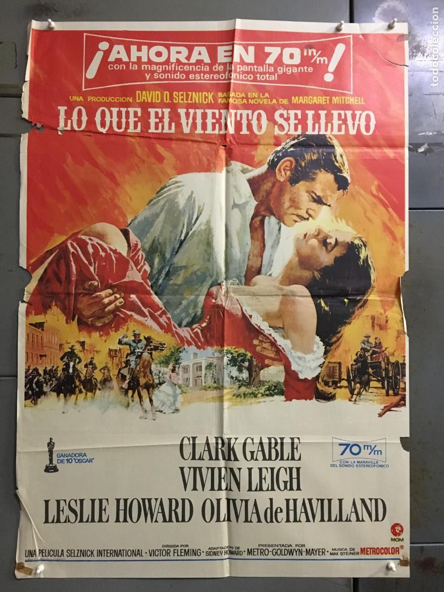 Cine: ODC C982 LO QUE EL VIENTO SE LLEVO CLARK GABLE VIVIEN LEIGH 70 m/m POSTER ORIGINAL 70X100 R-70