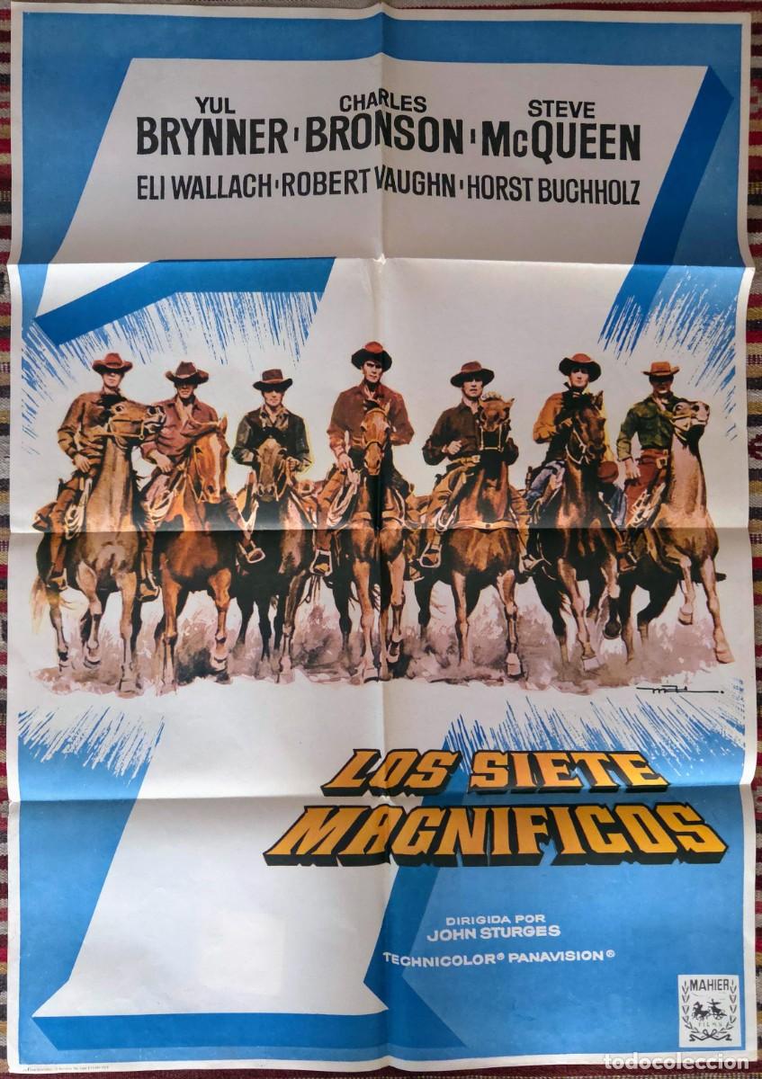 Cine: Los siete magn&iacute;ficos (1960) &ndash; cartel original reestreno 1978, nuevo sin exponer