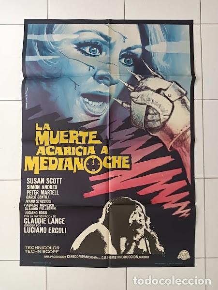 Cine: VKD 2677 LA MUERTE ACARICIA A MEDIANOCHE LUCIANO ERCOLI SUSAN SCOTT GIALLO POSTER ORG 70X100 ESTRENO