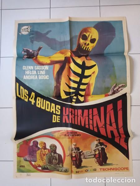 Cine: VKD 2686 LOS 4 BUDAS DE KRIMINAL GLENN SAXON FERNANDO CERCHIO JANO POSTER ORIGINAL 70X100 ESTRENO