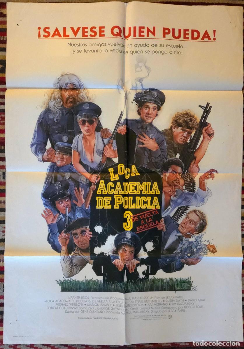 Cine: LOCA ACADEMIA DE POLIC&Iacute;A 3 (1986) &ndash; Cartel original espa&ntilde;ol &ndash; Excelente estado