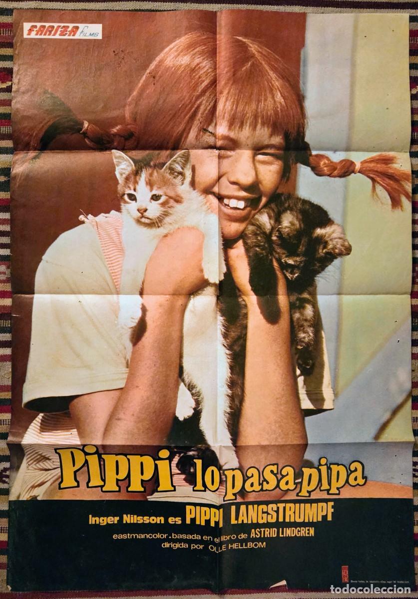 Cine: PIPPI LO PASA PIPA &ndash; Cartel original 1975 + 4 fotocromos &ndash; Inger Nilsson