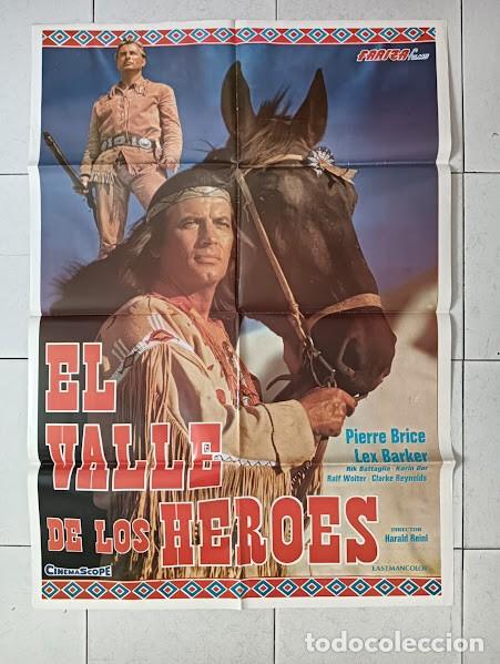Cine: VKD 2688 EL VALLE DE LOS HEROES LEX BARKER KARL MAY POSTER ORIGINAL 70X100 ESPA&Ntilde;OL R-80'S