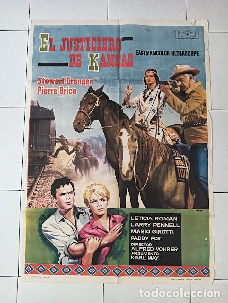 Cine: VKD 2689 EL JUSTICIERO DE KANSAS KARL MAY STEWART GRANGER PIERRE BRICE POSTER ORIG 70X100 ESTRENO