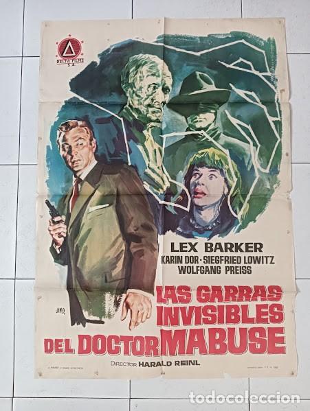 Cine: VKD 2702 AS GARRAS INVISIBLES DEL DOCTOR MABUSE LEX BARKER JANO POSTER ORIGINAL 70X100 ESTRENO