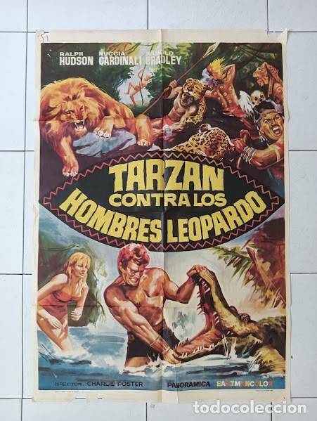 Cine: VKD 2704 TARZAN CONTRA LOS HOMBRES LEOPARDO RALPH HUDSON POSTER ORIGINAL 70X100 ESTRENO