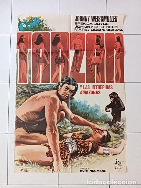 Cine: VKD 2706 TARZAN Y LAS INTREPIDAS AMAZONAS JOHNNY WEISSMULLER POSTER ORIGINAL 70X100 ESPA&Ntilde;OL