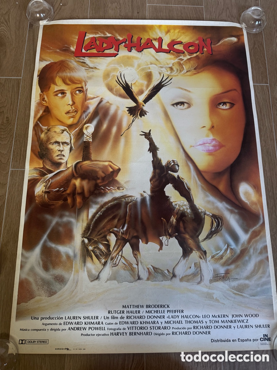 Cine: LADY HALCON MICHELLE PFEIFFER RUTGER HAUER POSTER ORIGINAL 70x100 ESTRENO