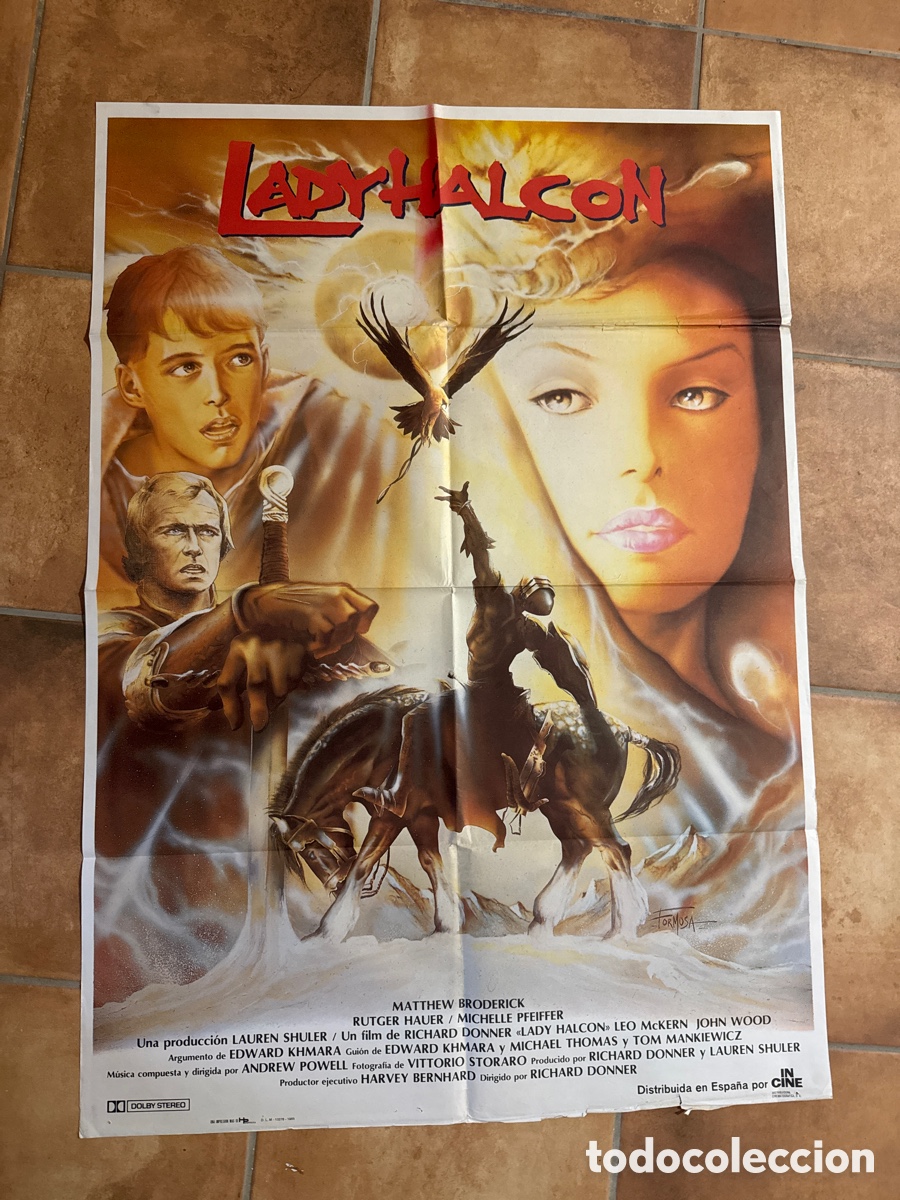 Cine: LADY HALCON MICHELLE PFEIFFER RUTGER HAUER POSTER ORIGINAL 70x100 ESTRENO