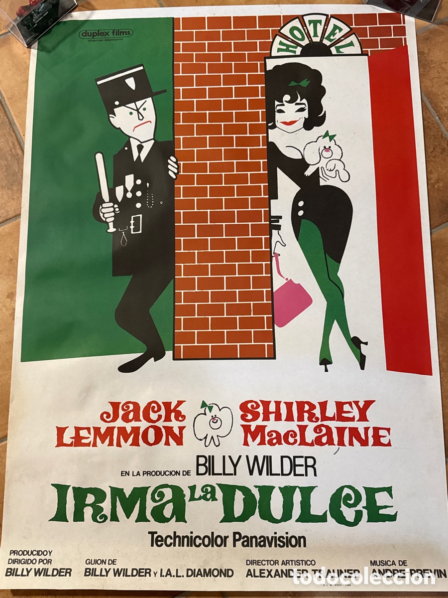 Cine: IRMA LA DULCE BILLY WILDER POSTER ORIGINAL 1988 JACK LEMMON CARTEL