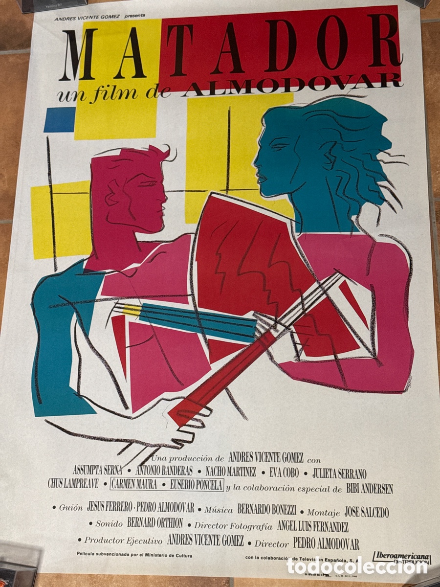 Cine: MATADOR PEDRO ALMODOVAR BANDERAS PONCELA TOROS JUAN GATTI POSTER ORIGINAL 70X100 ESTRENO