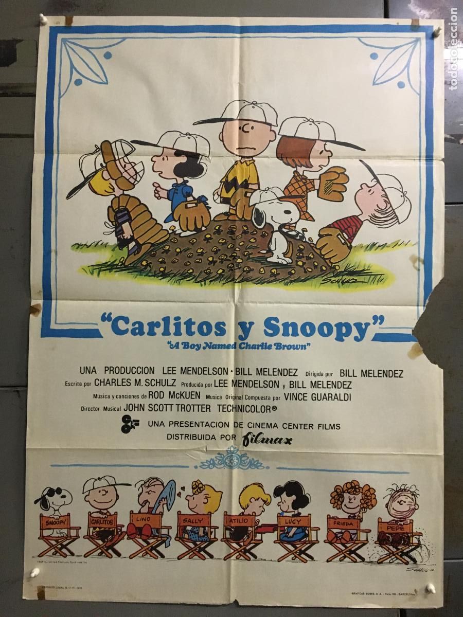 Cine: ODC C985 CARLITOS Y SNOOPY COMIC ANIMACION CHARLES SCHULZ POSTER ORIGINAL 70X100 ESTRENO