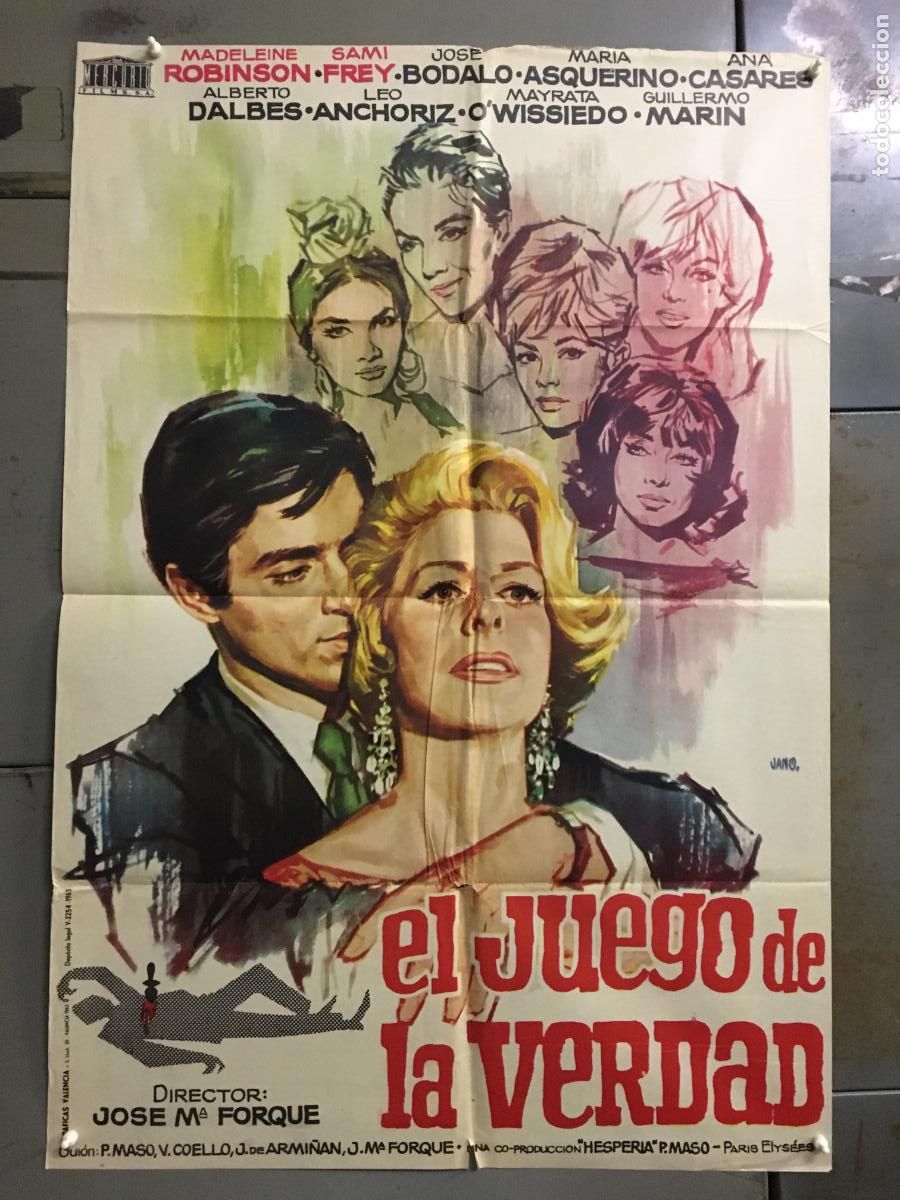 Cine: ODC C989 EL JUEGO DE LA VERDAD JOSE MARIA FORQUE JANO POSTER ORIGINAL 70X100 ESTRENO