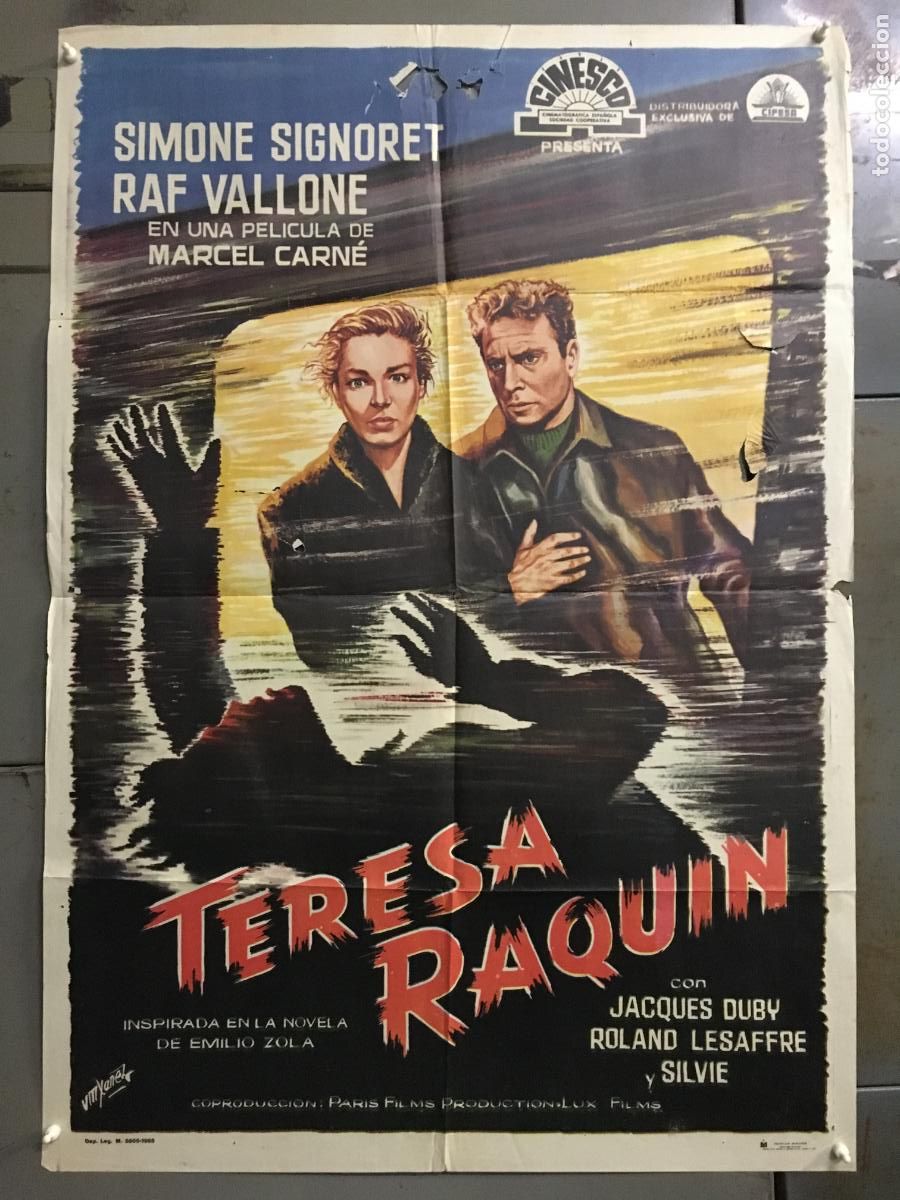 Cine: ODC C990 TERESA RAQUIN SIMONE SIGNORET MARCEL CARNE POSTER ORIGINAL 70X100 ESTRENO