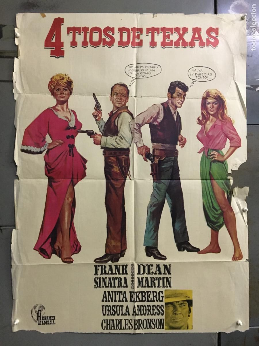 Cine: ODC C992 4 TIOS DE TEXAS FRANK SINATRA DEAN MARTIN URSULA ANDRESS POSTER ORIG 70X100 ESPA&Ntilde;OL R-73