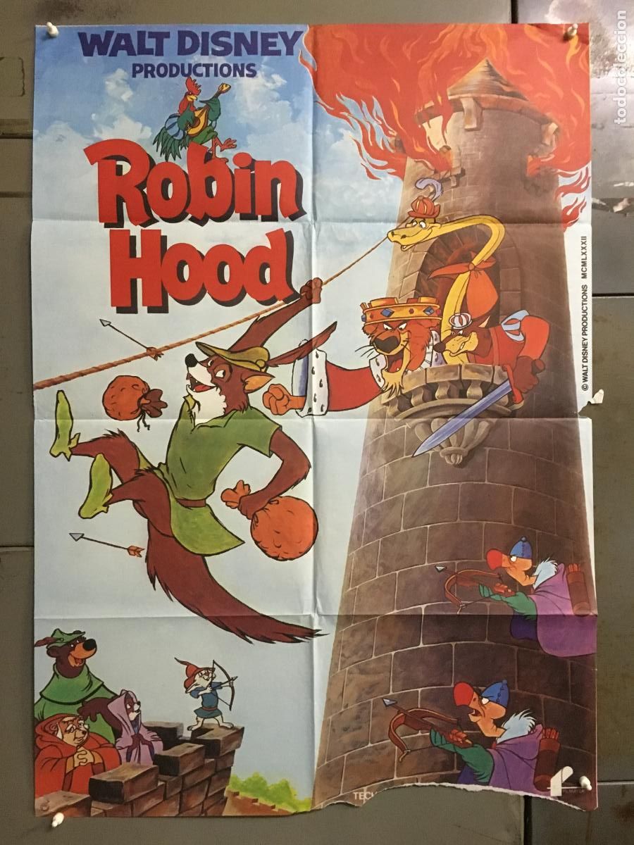 Cine: ODC C995 ROBIN HOOD WALT DISNEY POSTER ORIGINAL 70X100 ESPA&Ntilde;OL R-80s